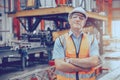 Senior Heavy Industry Worker workman service team working in metal factory Portrait Happy smiling Royalty Free Stock Photo