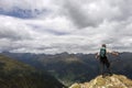 Senior hiker enjoying beautiful landscape of the A Royalty Free Stock Photo