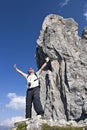 Senior hiker enjoying at summit Royalty Free Stock Photo