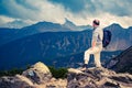 Senior Hiker on the Summit Royalty Free Stock Photo