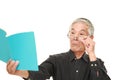 Senior Japanese man with presbyopia Royalty Free Stock Photo