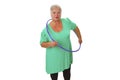 Senior lady doing gymnastic with hula-hoop Royalty Free Stock Photo