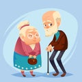 Senior lady and gentleman with silver hair Happy Old age Elderly couple. grandparents grandfather, grandma Elderly family Flat sty
