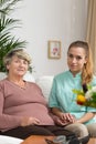 Senior lady with her carer Royalty Free Stock Photo