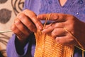 Senior lady knitting Royalty Free Stock Photo