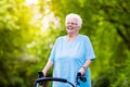 Senior lady with a walker Royalty Free Stock Photo