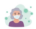 Elderly woman afraid of virus exposure