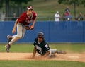 Senior league baseball world series leap Royalty Free Stock Photo