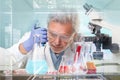 Senior life science research researching in modern scientific laboratory. Royalty Free Stock Photo