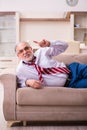 Old male boss employee coming home from work Royalty Free Stock Photo