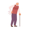 Senior male character with backaches