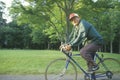 Senior male citizen bicycling Royalty Free Stock Photo