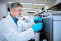 Senior male researcher carrying out scientific research in a lab Royalty Free Stock Photo