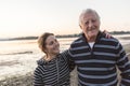 Senior father With Adult Daughter At Sea Royalty Free Stock Photo