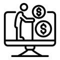 Senior man allowance icon, outline style