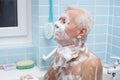 Senior man bathing Royalty Free Stock Photo