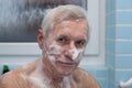 Senior man bathing Royalty Free Stock Photo