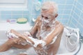 Senior man bathing Royalty Free Stock Photo