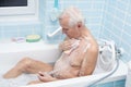 Senior man bathing Royalty Free Stock Photo