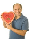 Senior man box of Valentine day chocolate candy Royalty Free Stock Photo