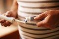 Senior man brushing teeth. Royalty Free Stock Photo