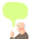 Senior man cartoon character portrait with speech bubble