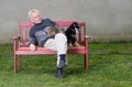 Senior man with dog and cat Royalty Free Stock Photo