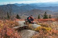 Senior Man and Dog Roan Mountain Autumn Royalty Free Stock Photo