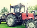 Senior man driving tractor at farm Royalty Free Stock Photo