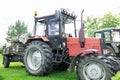 Senior man driving tractor at farm Royalty Free Stock Photo
