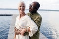 Senior man embracing his happy wife Royalty Free Stock Photo