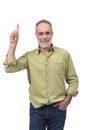 Senior man with finger in the shape of number Royalty Free Stock Photo