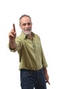 Senior man with finger in the shape of number Royalty Free Stock Photo