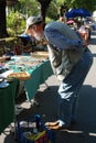 Senior man at flea market Royalty Free Stock Photo