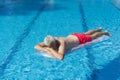 Senior man floating on water Royalty Free Stock Photo