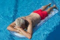 Senior man floating on water Royalty Free Stock Photo