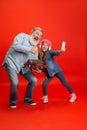 Senior man, grandfather having fun and spending time together with girl, granddaughter. Joyful elderly lifestyle concept Royalty Free Stock Photo