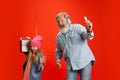 Senior man, grandfather having fun and spending time together with girl, granddaughter. Joyful elderly lifestyle concept Royalty Free Stock Photo