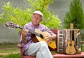 Senior man with guitar Royalty Free Stock Photo