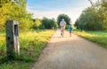 Senior man and happy child running outdoors