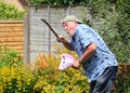 Senior man happy and laughing playing.