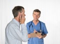Senior man having hearing test with a doctor Royalty Free Stock Photo