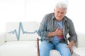 Senior man having heart attack Royalty Free Stock Photo