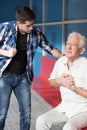 Senior man having heart infarct Royalty Free Stock Photo