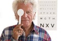 Senior man having ophtalmology exam