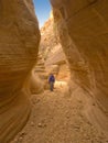 Senior man hiking in Slot Canyon Royalty Free Stock Photo