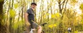 Senior man on his mountain bike outdoors Royalty Free Stock Photo