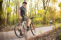 Senior man on his mountain bike outdoors Royalty Free Stock Photo