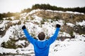 Senior man jogging in winter nature. Royalty Free Stock Photo