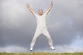 Senior Man Jumping In The Park Royalty Free Stock Photo